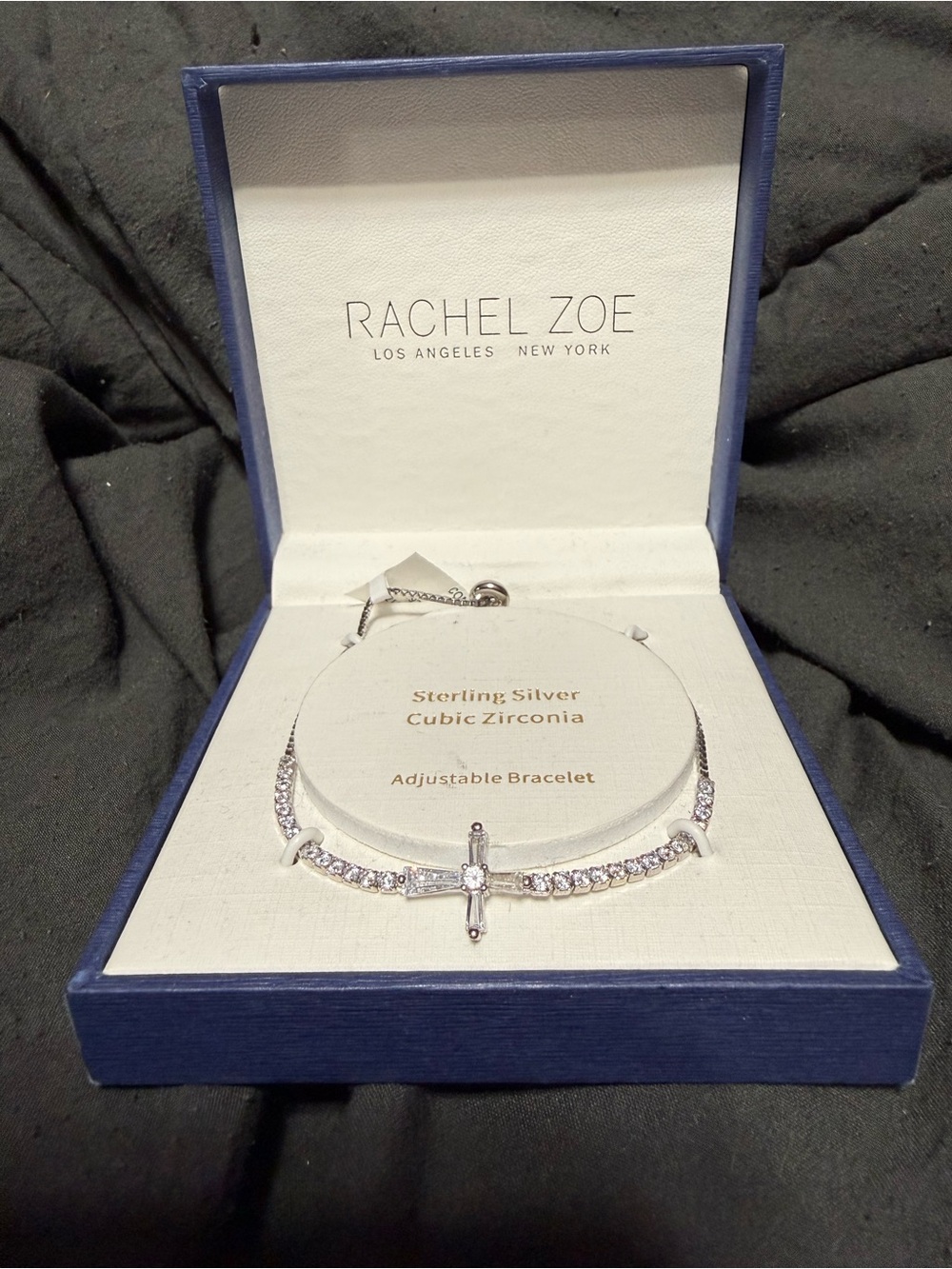 Rachel Zoe Silver Cubic Zirconia Cross Slider Bracelet